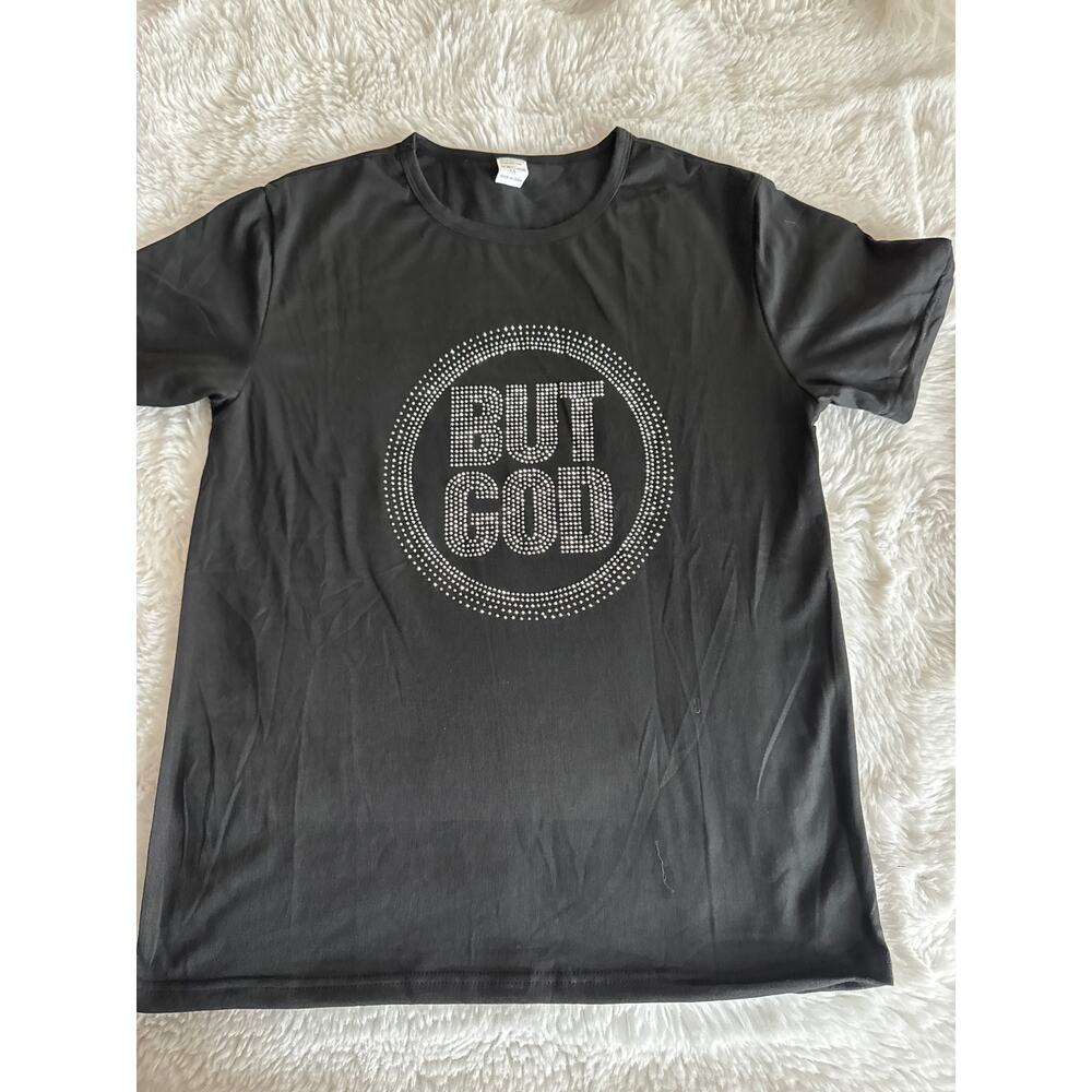 BUT GOD bling Black T size M